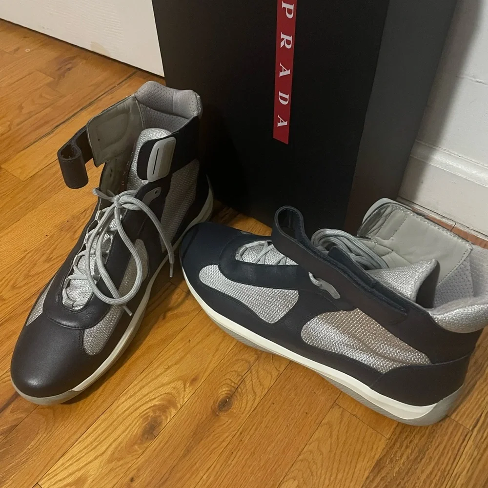 PRADA Black and Gray High-Top Mens Sneaker - Picture 2 of 5